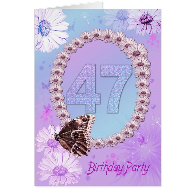 47:e Födelsedagsfest inbjudan Hälsningskort (Framsidan)