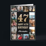 47:e Grattis på födelsedagen Black and Guld Photo  Kort<br><div class="desc">47:e Grattis på födelsedagen Black and Guld Photo Collage Birthday Card. Om du vill göra ytterligare anpassningar klickar du på knappen "Anpassa" och användor verktyg som är utformat för att ändra mallen.</div>