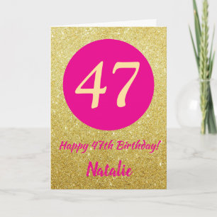 47:e Grattis på födelsedagen Shock rosa och Guld G Kort