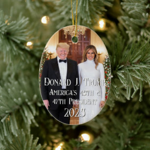 47:e president Donald Trump Melania 2024 Jul Julgransprydnad Keramik