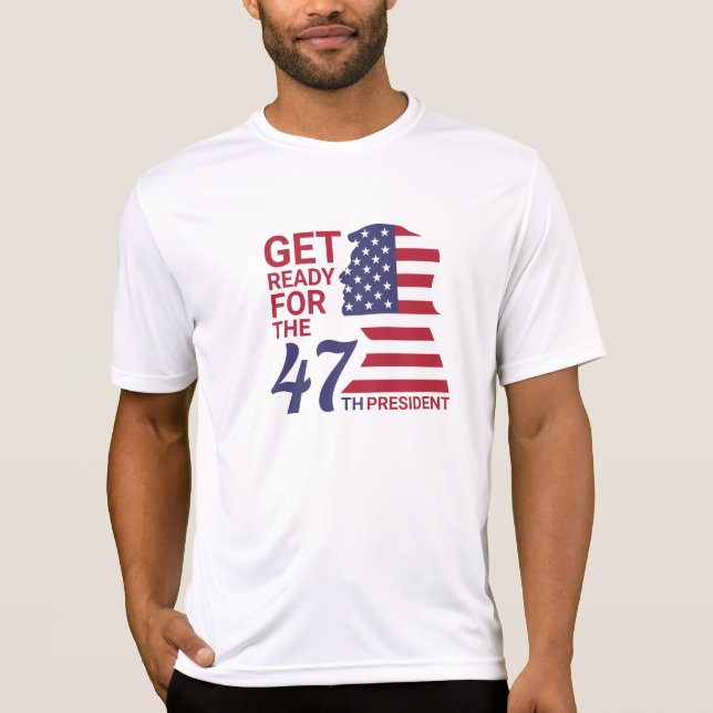 47:e presidenten, American Trump Flagga T Shirt (Framsida)