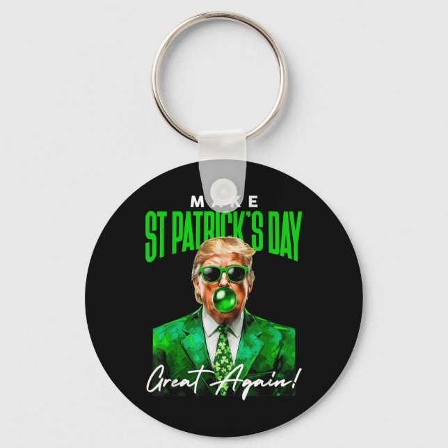 47:e presidenten Donald Trump St Patrick Day Gr Nyckelring (Framsida)