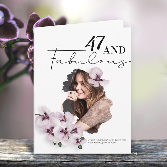 47 & Fabulous Orchid Photo Birthday Greeting Card Kort (Skapare uppladdad)