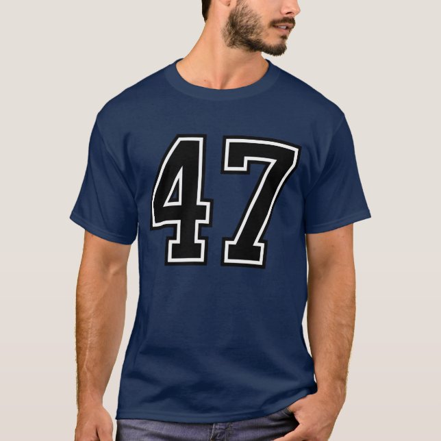 47 Jersey Uniform Varsity Sports Number, 47th  T Shirt (Framsida)