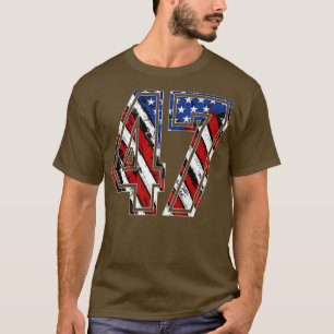 47 Röda vita och blå amerikanska Flagga 47 jers T Shirt