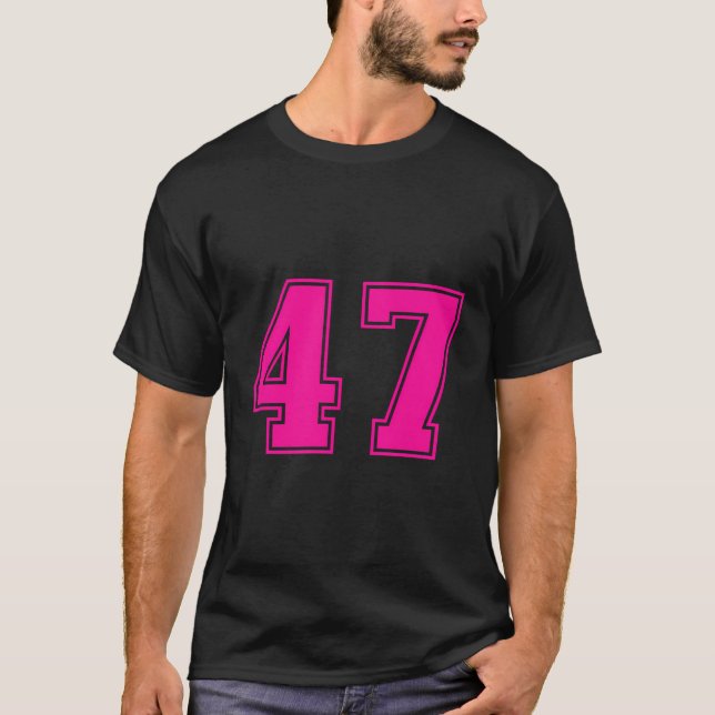 47 Rosa Sportfantast Jersey-nummer T Shirt (Framsida)