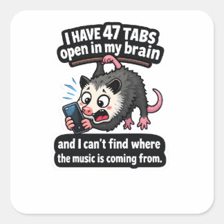 47 Tabs Possum Sticker Fyrkantigt Klistermärke