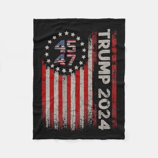 47 Trump 2024 American Flagga 4 Fleecefilt (Framsidan)