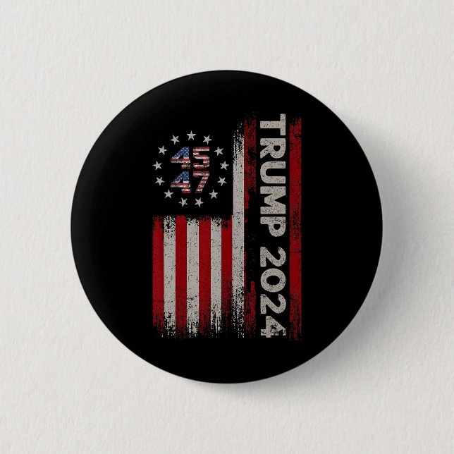 47 Trump 2024 American Flagga Knapp (Framsida)