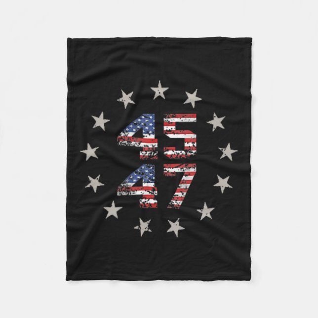 47 Trump 2024 American Flagga (on Back) 1 Fleecefilt (Framsidan)