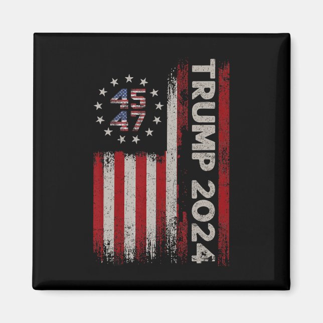 47 Trump 2024 American Flagga (on Back) 1 Magnet (Framsidan)