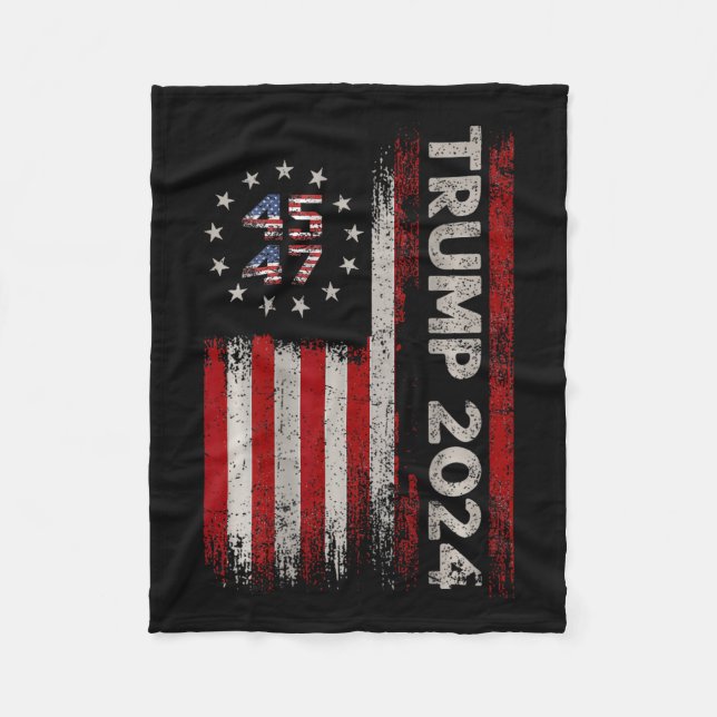 47 Trump 2024 American Flagga (på baksidan) Fleecefilt (Framsidan)