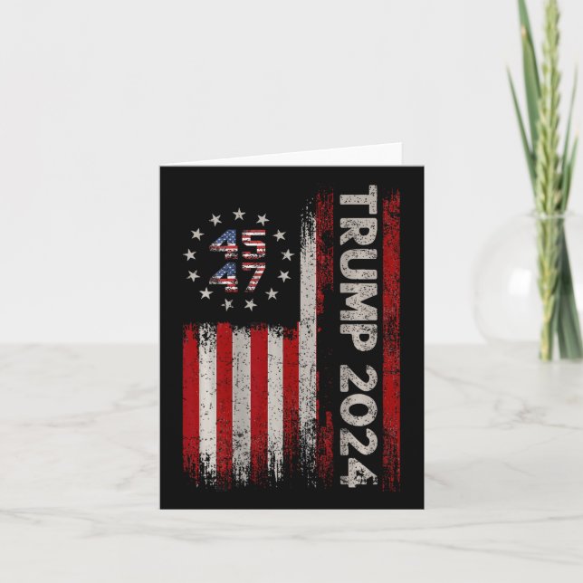 47 Trump 2024 American Flagga (på baksidan) Kort (Framsida)