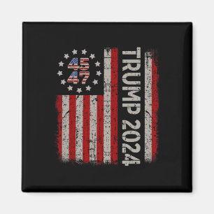 47 Trump 2024 American Flagga (på baksidan) Magnet