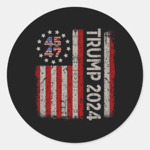 47 Trump 2024 American Flagga (på baksidan) Runt Klistermärke