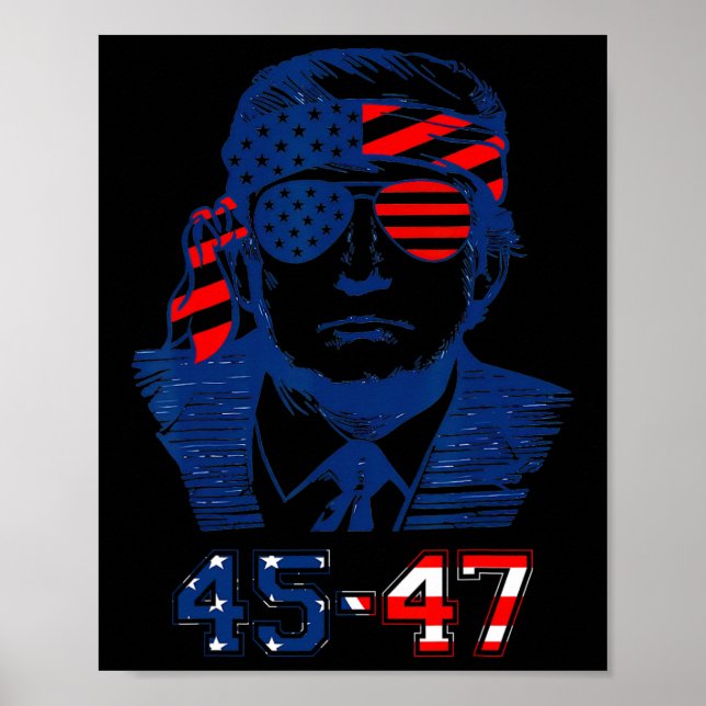 47 Trump 2024 American Flagga Poster (Framsidan)