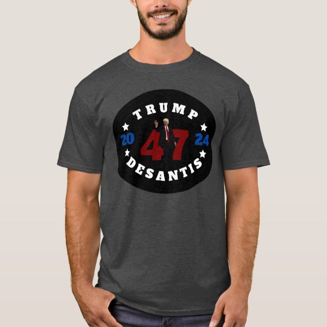 47 Trump DeSantis 2024 T Shirt (Framsida)