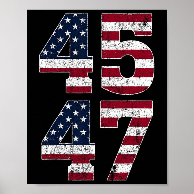 47 Vi 2024 står ut med amerikansk Flagga Poster (Framsidan)