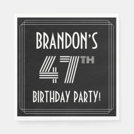 47th Birthday Party: Art Deco Style + Custom Name Pappersservett
