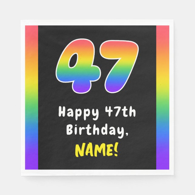 47th Birthday: Rainbow Spectrum # 47, Custom Name Pappersservett (Framsidan)