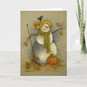4878 Harvest Snögubbe Halloween-hälsningskort Kort