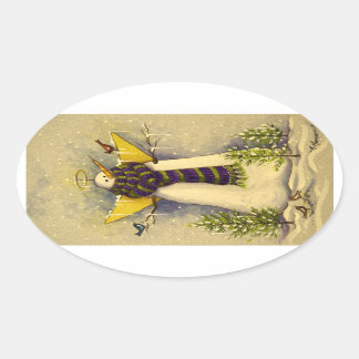4881 Snö Angel & Birds Jul Ovalt Klistermärke