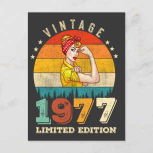 48 Ålder Bday 1977 Vintage 48:e födelsedagen Kvinn Helg Vykort