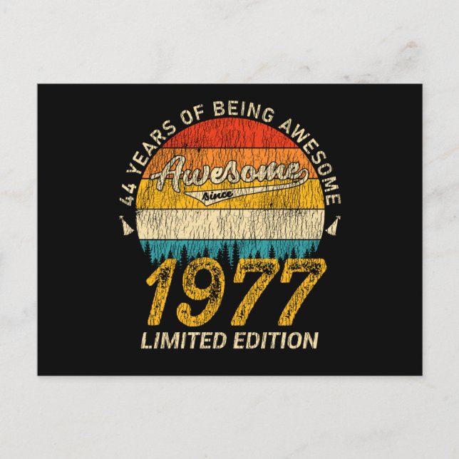 48 År Gammal 1977 Retro Awesome 48-årspresent Vykort (Framsida)