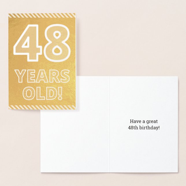 48-årsdag: Fet "48 ÅR GAMMAL!" Guld Folie Kort (Display)