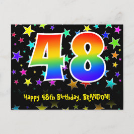 48-årsdag: Roliga stjärnor Mönster, Regnbåge 48, N Vykort