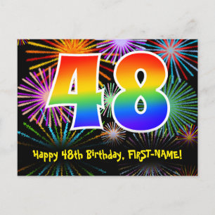 48-årsdag – Roligt fyrverkerimönster + Regnbåge 48 Vykort