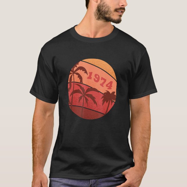 48-årsdagen Classic Retro Handflatan Sunset Birthd T Shirt (Framsida)