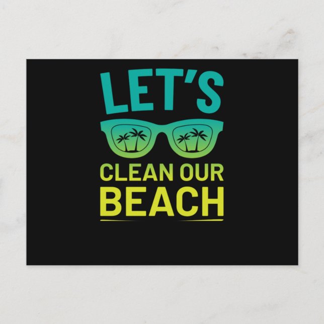 48.Beach CleanUp Lets Clean Our Beach Surfer Style Inbjudan Vykort (Framsida)
