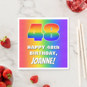 48:e födelsedag: färgstark, Roligt Rainbow Mönster Pappersservett