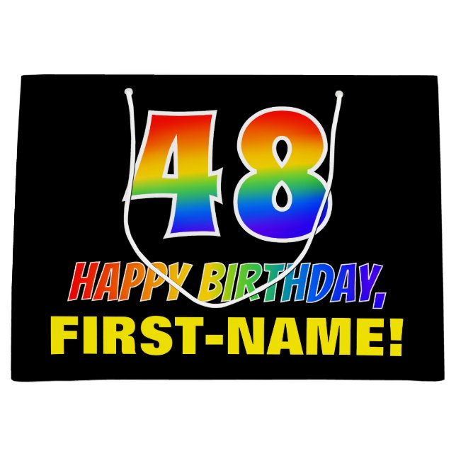 48:e födelsedag: fetstil, Roligt, enkel, regnbåge  (Framsidan)