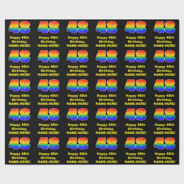 48:e födelsedag: Roligt, färgstark regnbåge inspir Presentpapper (Seam)