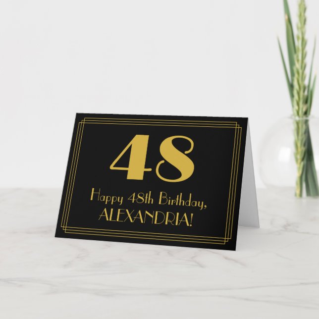 48:e födelsedagen: Art Deco Inspired Titta "48" +  Kort (Framsida)