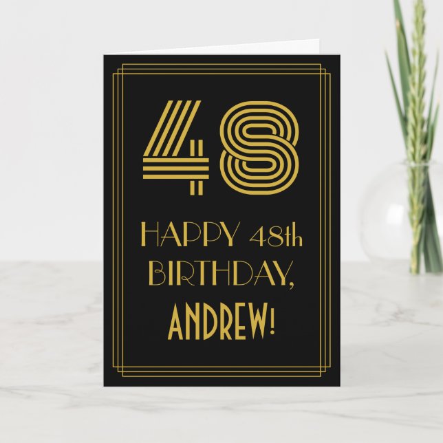 48:e födelsedagen: Art Deco Inspired Titta "48" oc Kort (Framsida)