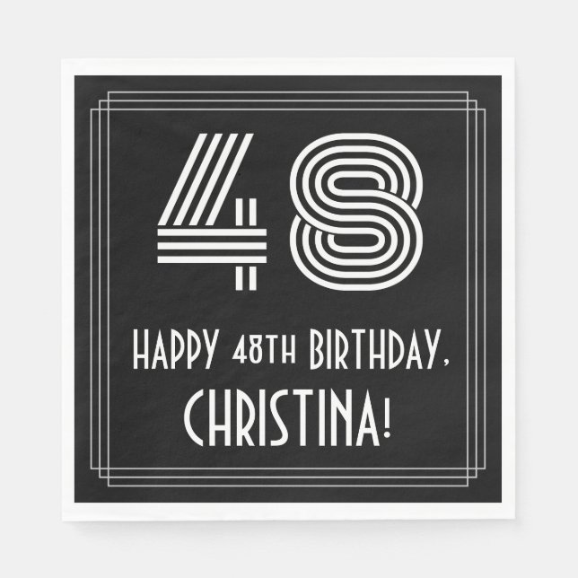 48:e födelsedagen: Art Deco Inspired Titta "48" +  Pappersservett (Framsidan)