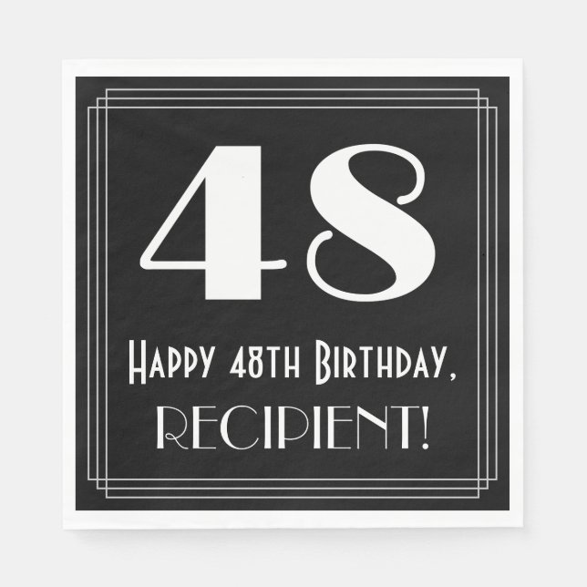 48:e födelsedagen ~ Art Deco Inspired Titta "48",  Pappersservett (Framsidan)