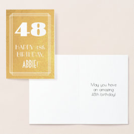 48:e födelsedagen ~ Art Deco Stil "48" & anpassat Folierat Kort