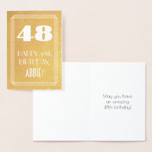 48:e födelsedagen ~ Art Deco Stil "48" & anpassat  Folierat Kort
