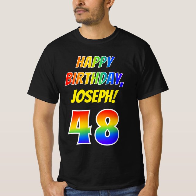 48:e födelsedagen - fetstil, Roligt, regnbåge 48,  T Shirt (Framsida)
