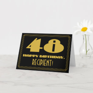 48:e födelsedagen: Namn + Art Deco Inspired (48 år Kort