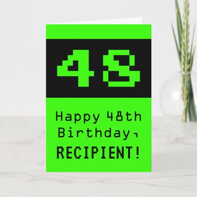 48:e födelsedagen: Nerdy/Geeky Stil "48" och Namn Kort (Framsida)