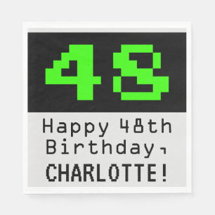 48:e födelsedagen - Nerdy/Geeky Stil "48" och Namn Pappersservett