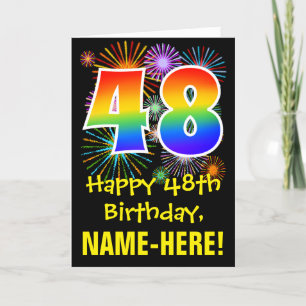 48:e födelsedagen: Roligt Fireworks Mönster + Rain Kort