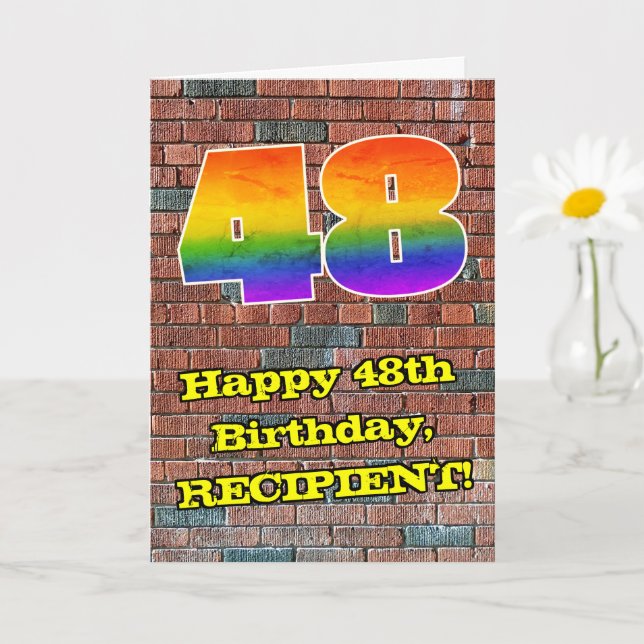 48:e födelsedagen: Roligt Graffiti-Inspired Rainbo Kort (Liten växt)