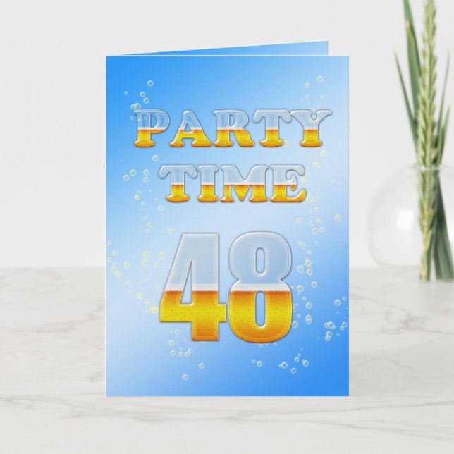 48:e födelsedagsfest inbjudan med öl (Framsida)