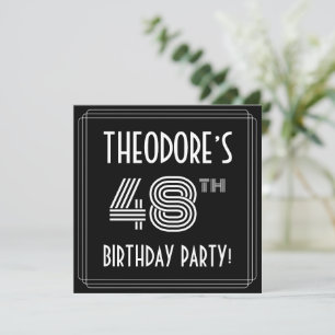 48:e Födelsedagsfesten: Art Deco Stil med eget nam Inbjudningar